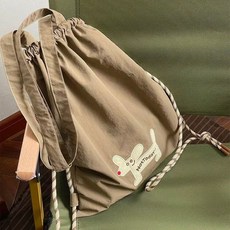 抽繩束口雙肩包單肩包大容量多功能通勤運動包, 深卡其, 1個