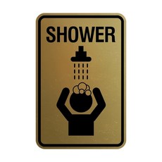 Signs ByLITA 초상화 라운드 샤워 (싱글) 사인 (블랙) - 스몰 195770, 브러시드 골드