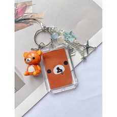 가방 키링 리락쿠마 이지 귀여운 인형 선물 행운 버클 베어 타이야키 펜던트 폰줄 체인 커플 핸드폰 클로버 네잎, 7