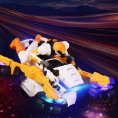 어린이 전동 이륜차 완구 자동 주행 회전 기능 조명 효과 음악 재생 변형 로봇, 1개, 상세페이지 참조