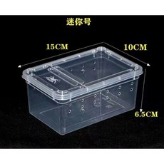 多彩 雲 掌上名蛛 S型 爬蟲飼育盒 茶色 深色爬蟲箱 飼養箱 角蛙 蜘蛛 守宮 蜈蚣 蜥蜴 蠍子, 1個, 透明(飼育盒)迷你(SS款)*1個