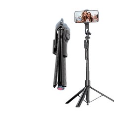 RENZHI K51 防抖可伸縮自拍桿 藍芽拍照直播手機支架 落地三腳架, 平衡手柄 龍骨支撐 360°旋轉平臺 鋁合金杆身, 1個