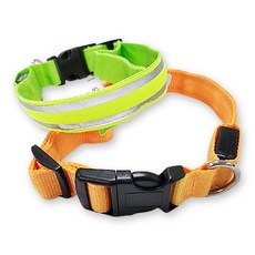 야광 반짝이 스티치 목줄 4종 (주황/형광), 1개, 주황 XL