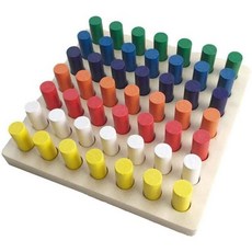 木製圓柱插座積木棒 抓握訓練 顏色辨識 數量計算/專注力訓練/分類訓練/觀察力及手眼協調訓練, 1個, 多種