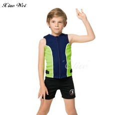 小薇的店 MIT聖手品牌 2MM厚度拉鍊設計兒童防寒背心 藍色(10-18)