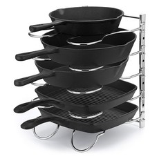 【台灣公司現貨】5層平底鍋架 (可調節鍋架/鍋蓋架/廚房置物架/中式炒鍋架) 現貨在台, 1個