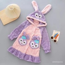 桃園出貨 兒童睡衣女童珊瑚絨秋冬季睡袍女童加絨加厚款中大童家居服浴袍 PQBJ