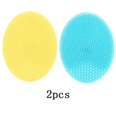 1/2/4pcs 소프트 실리콘 페이스 브러쉬 클렌저 및 마사지 수동 엑스 폴리 에이 팅 스크러버, 02 Yellow-Blue