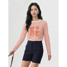 올리비아하슬러 오렌지 스트라이프 밑트임 티셔츠 OHCSTS102