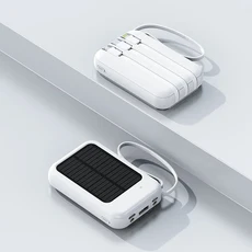 50000mAh 태양광 보조배터리 내장 케이블 고속 충전기 2개의 USB 포트 외장 LED 라이트 호환 샤오미 호환, 04 30001mAh~50000mAh, 01 White