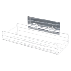 免釘免打孔浴室置物架 鐵藝廚房收納架 面紙架 浴室收納層架 黑色/白色, 白色, 1個