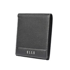 ELLE HOMME 格紋3卡側翻3窗格 皮夾/男夾/短夾 方便攜帶 展現成熟男士的品味與質感 黑色 11.5 x 9.7 x 1 cm