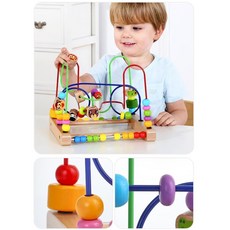 돌아기 수세기 구슬 동물 원목롤러코스터 소근육장난감 집콕놀이 어린이집교구 돌선물, 1개