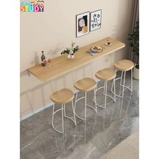 掛壁式實木折疊桌餐桌商用餐飲店奶茶店小戶吧台家用掛壁式桌子, 原木色,長120寬45【送2個折疊支架】