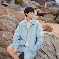 兩件裝/單件防曬服套裝男夏季薄款外套學生美式防曬衣短褲兩件套