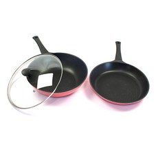 키친아트 본 핑크 프라이팬 3종세트, 혼합색상, 프라이팬 + 궁중팬 + 뚜껑(28cm), 1세트