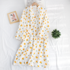 보태샵 여성 골프 샤워가운 빅사이즈 면 100%, 1개, 보태샵 플라워옐로우