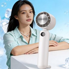 FEISEDY 휴대용 냉각 선풍기 폴더블 5000mAh LCD 잔량표시 손선풍기 아이스 쿨링 미니 선풍기 Q0010, 흰색, OT-F17