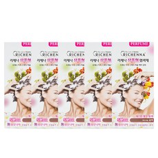 리체나 퍼퓸 새치전용 샴푸형 염색제, 부드러운 갈색, 5개