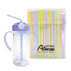 Agafura 嬰幼兒學飲吸吸杯, 第3階段 紫色+吸管50支