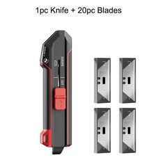 다기능 유틸리티 나이프 헤비 듀티 박스 커터 개폐식 포켓 청소 도구 사무실 홈용 리무버, 1Knife 20Blades