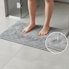 마루한 먼지없는 극세사 욕실 발매트 미끄럼방지 빠른흡수, 1개, 그레이