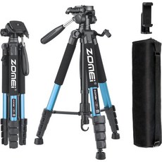 74인치/188cm 카메라 삼각대 톨 스탠드 DSLR 카메라 휴대폰 프로젝터 쌍안경 스포팅 스코프와 호환되는 전문 여행용 비디오 삼각대 (블루)