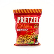 삼진 미니프레첼 매콤한비프 세계 수입 과자 스낵 츄잉, 70g, 48개