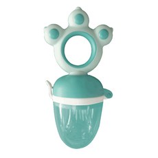 嬰兒咬咬樂蔬果棒 響鈴磨牙棒 擠壓矽膠奶嘴 安撫寶寶 學習餐具 輔食點心 可旋轉咬咬袋 水果吃飯 固齒器 母嬰用品, 1個, 咬咬棒-藍色(收納盒)