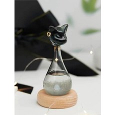 스톰글라스 인테리어 템포드롭 소품 날씨 예측기, 블랙 앤더슨 고양이 + 받침대