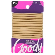 구디 아우치리스 헤어 엘라스틱 잡아당기지 않고 끊어지지 않으며 엉킴 방지 강력한 유지력 두꺼운 곱슬곱슬하고 텍스처가 있는 머리용 15개입 검정색 오래가는 포니테일 고리 여성 및, 15개 (1팩), 금발