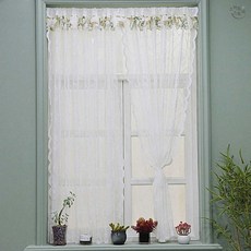 러플 레이스 커튼 봉집형 125x260cm 쇼룸