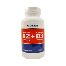 WEIDER 威德 維生素K2+D3 膠囊 120mcg K2 400IU D3 120顆, 1個