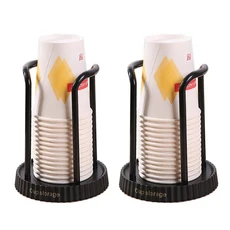 4팩 욕실 컵 디스펜서 플라스틱 홀더 일회용 레스토랑용 커피, 03 2 Pack Black