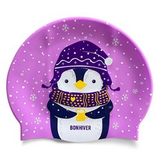 오호라스튜디오 링클 실리콘 수영모자, 라떼펭귄 연보라, 1개