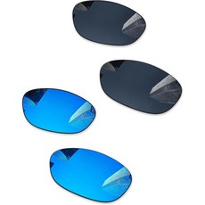 오클리 몬스터 독 선글라스 표준용 편광 교체 렌즈 2776853, 2 쌍, 검정 + 얼음 파랑