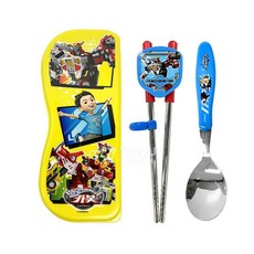 어린이수저케이스세트 어린이수저젓가락세트 어린이수저세트 헬로카봇 양손 용 스푼 젓가락 케이스 세트 jee+791Qb