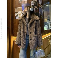 賣場優選 限時購 美拉德羊羔毛毛絨外套秋冬新款韓版寬鬆加厚保暖大衣皮草加厚上衣潮LNLB