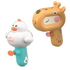감성팩토리 미니 캐릭터 물총 공룡 기린 오리 물총, 2개, 오렌지+화이트