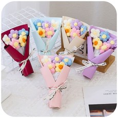 졸업식 미니 니트 꽃다발 1P 12x15cm 뜨개 조화 완제품 5color 꽃다발, 보라 니트꽃다발, 보라 니트꽃다발
