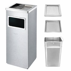 앙플러스 스텐리스 사각 재떨이 대형, 1개, 실버