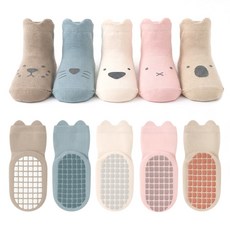 소로이 유아 아동용 쫀쫀 미끄럼방지 중목 양말 5켤레 세트 개별포장