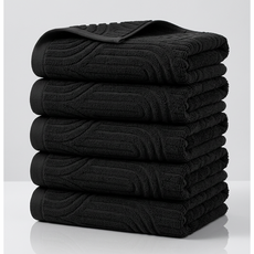 융풍 호텔 수건 고급타월 마치 구름 터치 선물세트, 5개, 프리미엄 블랙