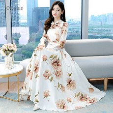 Cwadun 쉬폰 핫맘 긴팔 원피스 CC90