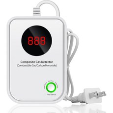 디지털 LCD 24시간 연중무휴 지속 모니터링 음성 경고 난연제가 포함된 플러그인 일산화탄소 및 천연가스 감지기 | 40인치 유선 디자인으로 가정 안전을 위한 간편한 플러그인, 디지털 LCD 24시간 연중무휴 지속 모니터링 음성 경, 1개