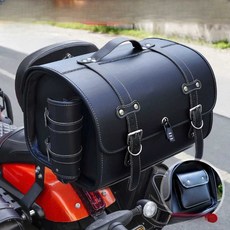 오토바이 백팩 캐리어 수납 클래식 가죽 짐받이 캠핑, 1개, 블랙