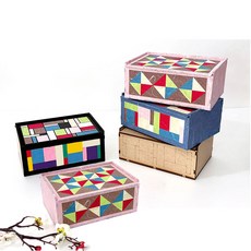 조앤안 보관함 만들기 물티슈 케이스 전통 한지공예 미술 다용도 상자 만들기, 1개, 보관함만들기(물감네조각)