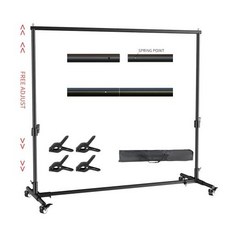 2.6x3M8.5x10ft 사진 비디오 스튜디오 배경 스탠드 운반용 가방이 있는 조정 가능한 텔레스코픽 배경 지원 시스템, 2x2M, 9) 2x2M - With wheels, 1개