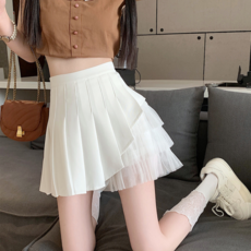 미소모드 사선 캉캉 프릴 포인트 플리츠 미니 스커트 m0055