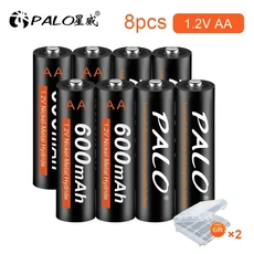 PALO AA 카메라용 충전식 배터리 Ni-MH 1.2V 600mAh, 04 8Pcs AA, 01 China Mainland